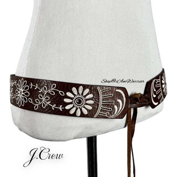 J.Crew genuine leather boho floral embroidered leather tie belt *shop@iamwarrior main image 6
